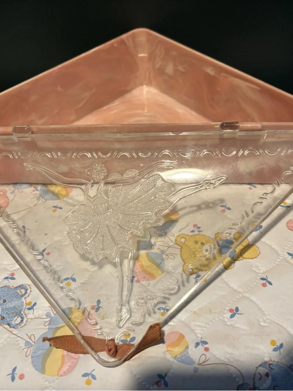 Rare Antique 1950’s  Homer Ballerina Handkerchief Storage Trinket Case
